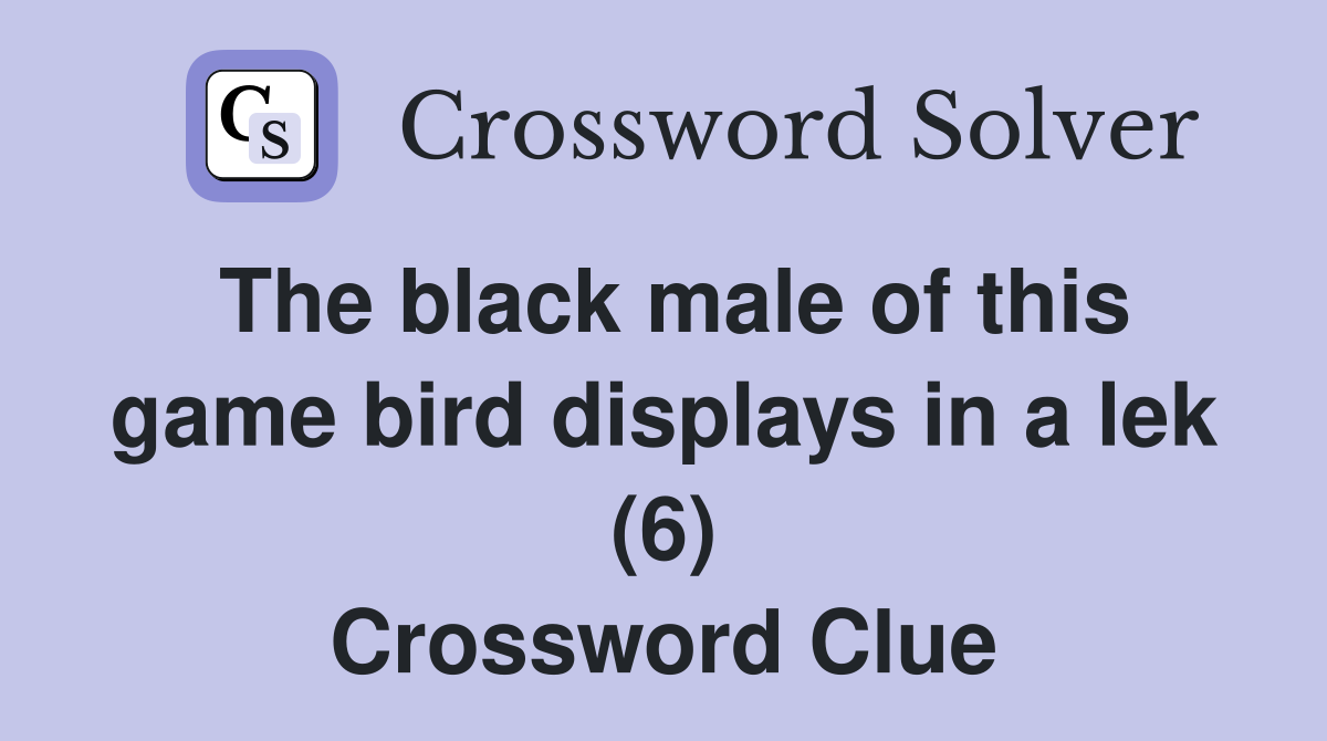 The black male of this game bird displays in a lek (6) Crossword Clue