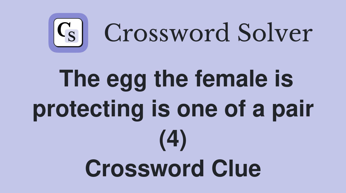 The egg the female is protecting is one of a pair (4) Crossword Clue