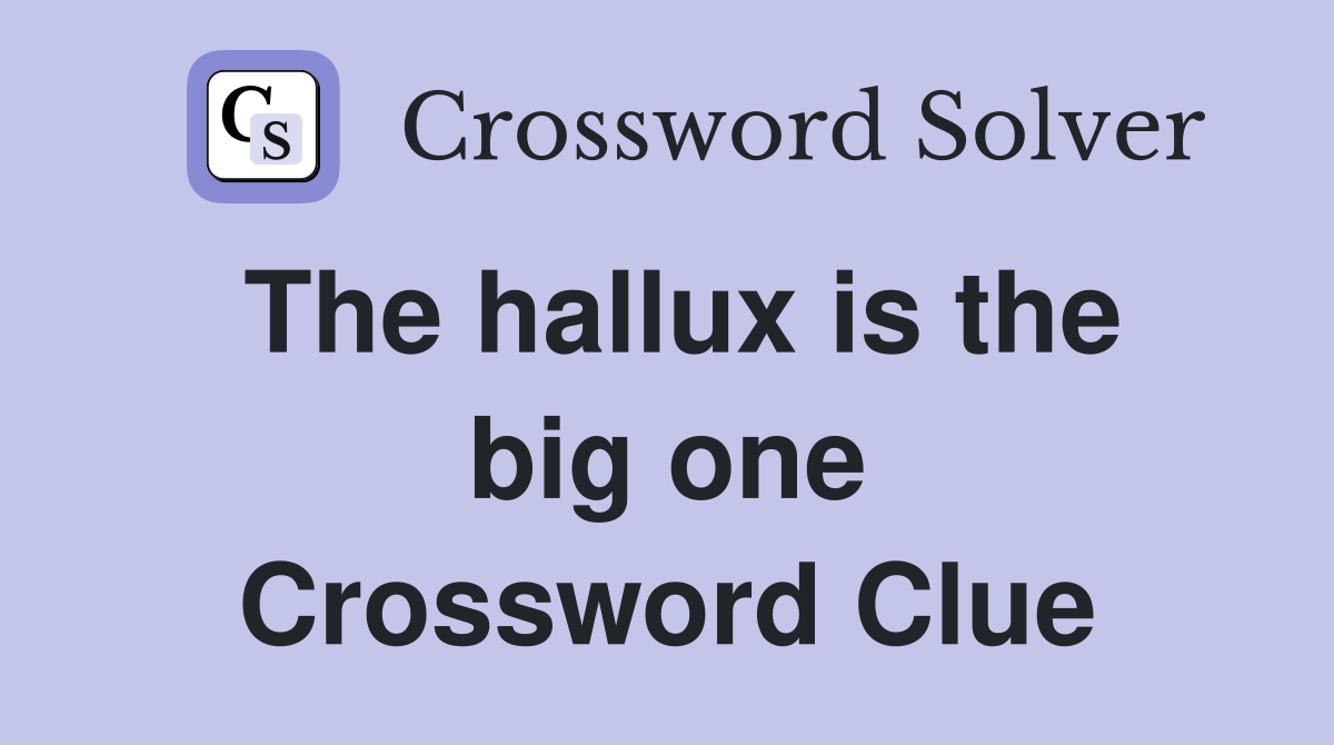 The hallux is the big one Crossword Clue