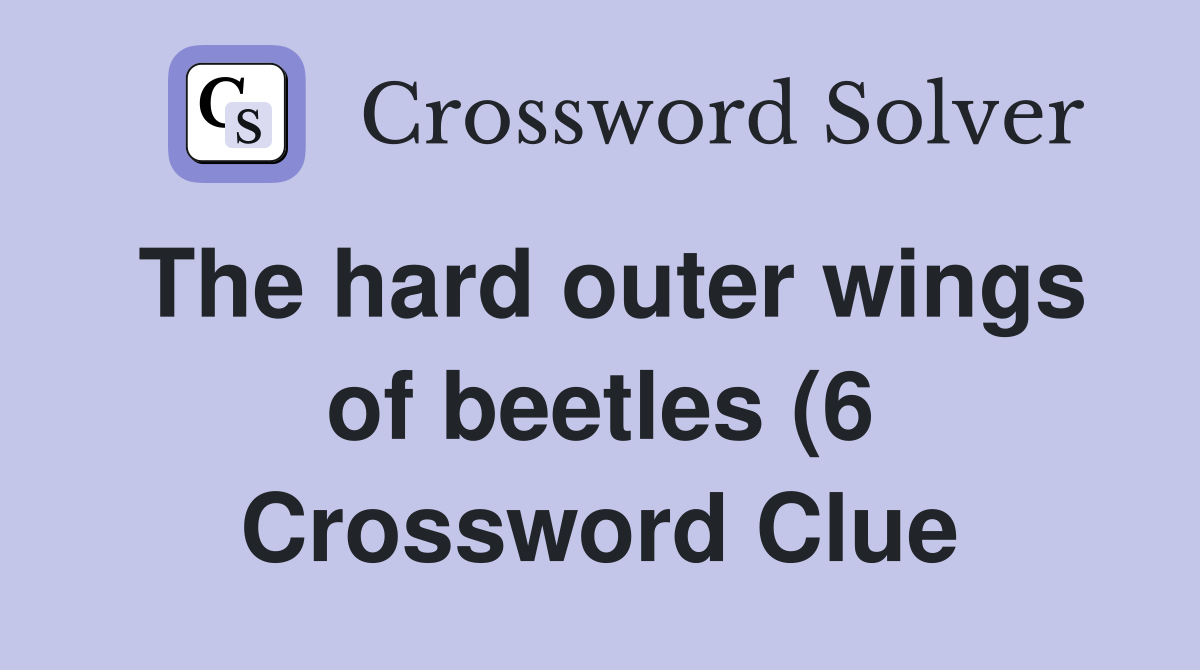 The hard outer wings of beetles (6) Crossword Clue Answers The hard outer wings of beetles (6) Crossword Clue Answers