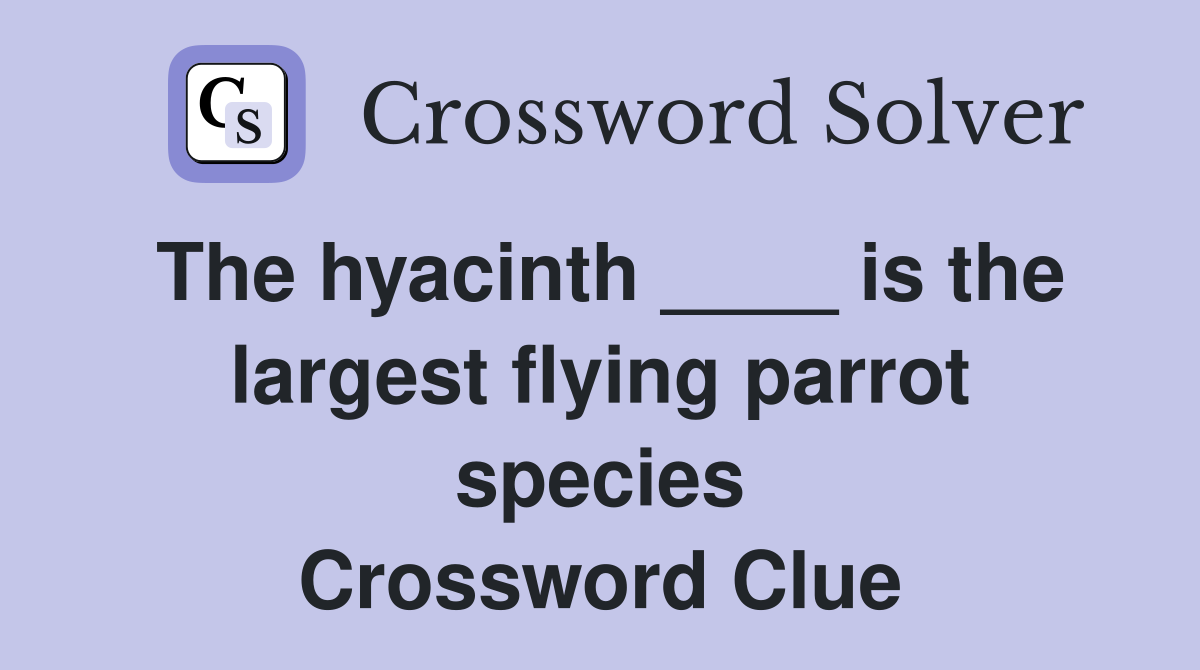 The hyacinth ____ is the largest flying parrot species Crossword Clue