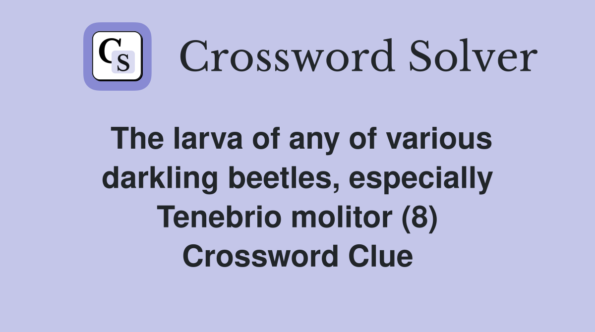 The larva of any of various darkling beetles, especially Tenebrio molitor (8) Crossword Clue