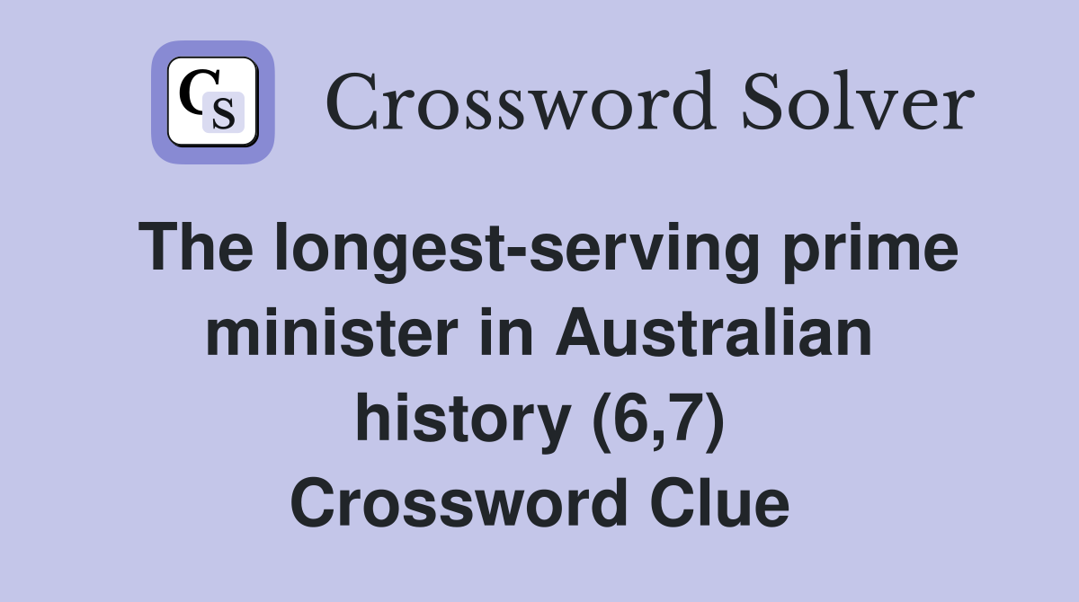The longest-serving prime minister in Australian history (6,7) Crossword Clue