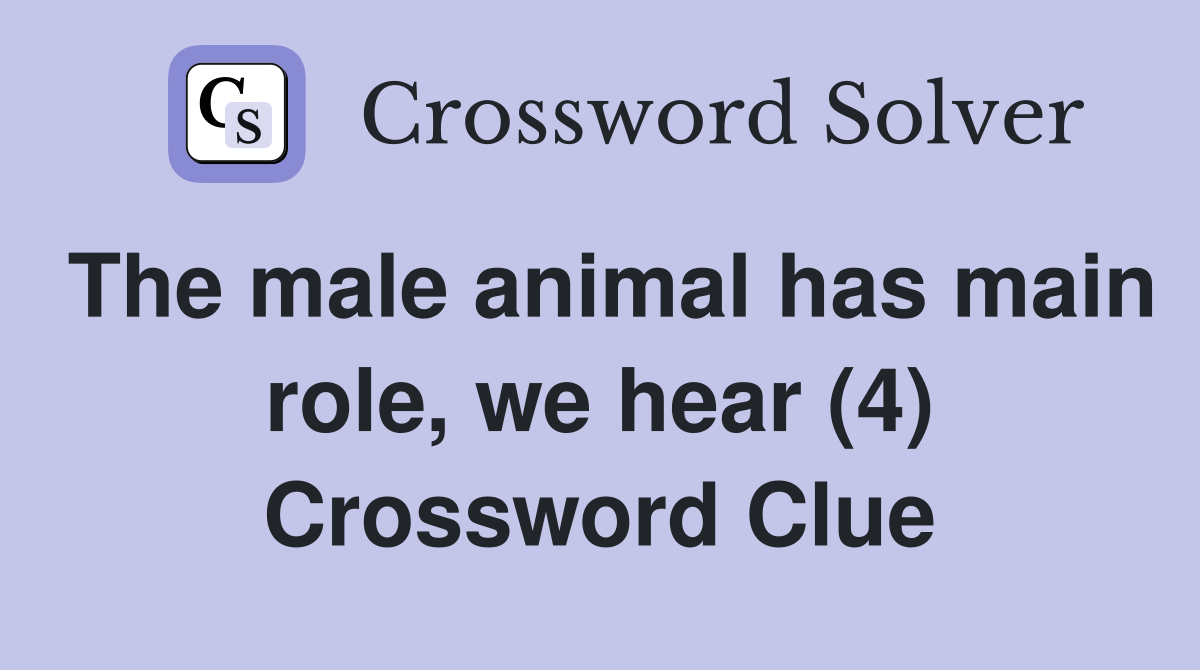 The male animal has main role, we hear (4) Crossword Clue