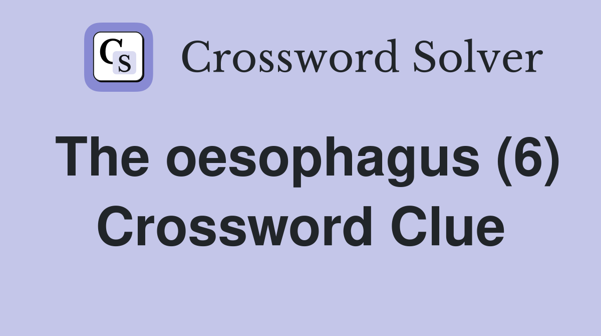 The oesophagus (6) Crossword Clue