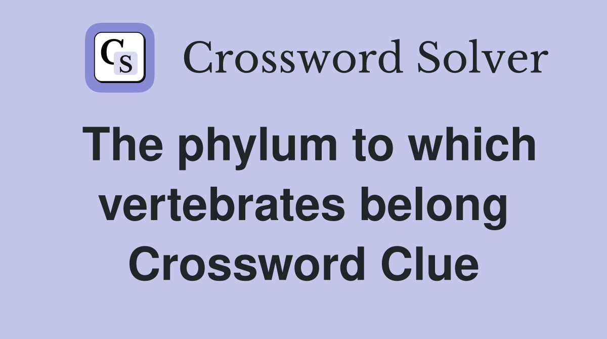 The phylum to which vertebrates belong Crossword Clue
