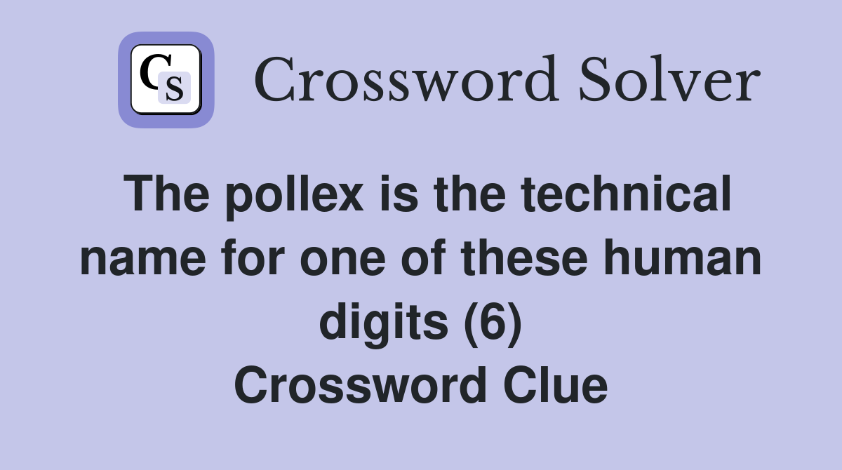 The pollex is the technical name for one of these human digits (6) Crossword Clue