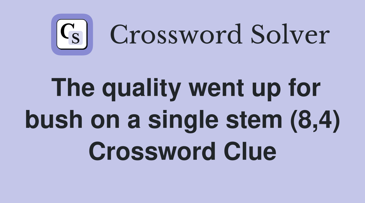 The quality went up for bush on a single stem (8,4) Crossword Clue