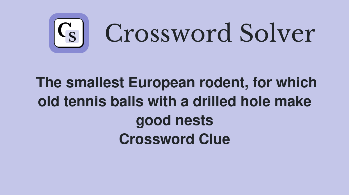 The smallest European rodent, for which old tennis balls with a drilled hole make good nests Crossword Clue
