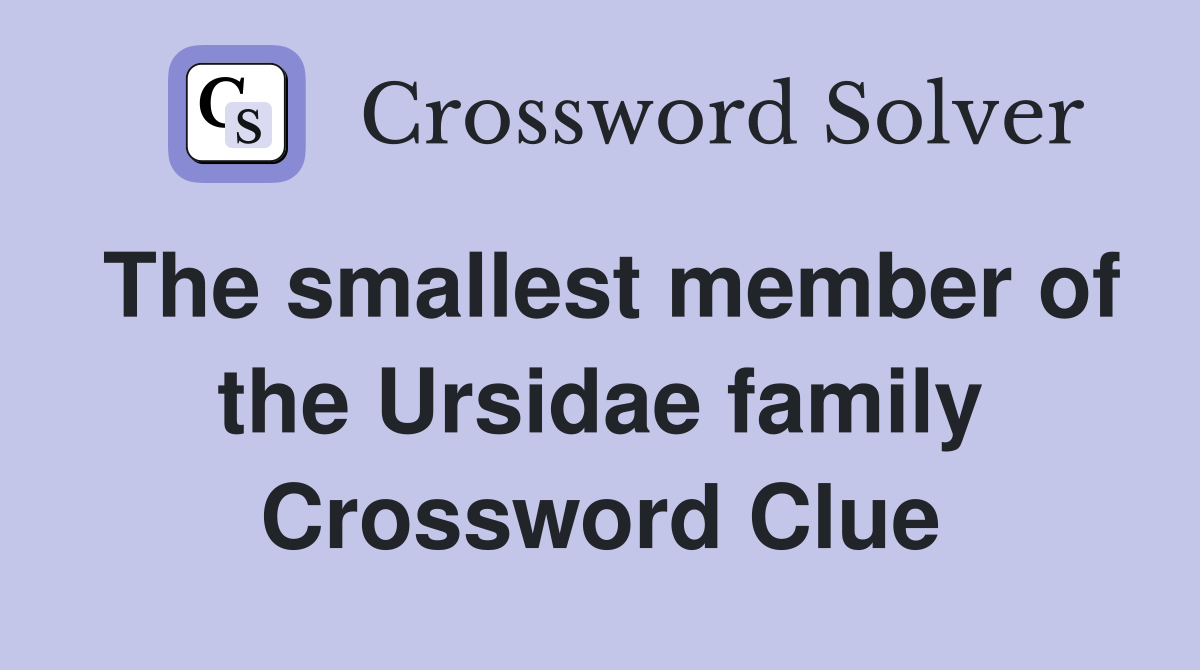 The smallest member of the Ursidae family Crossword Clue
