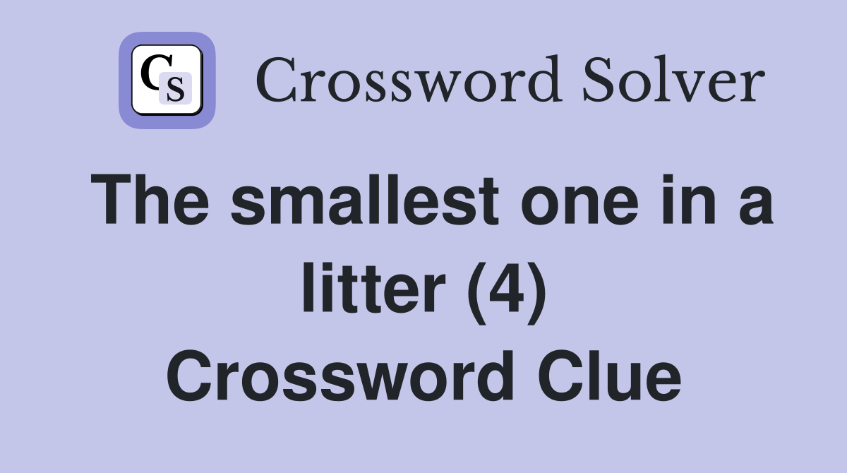 The smallest one in a litter (4) Crossword Clue