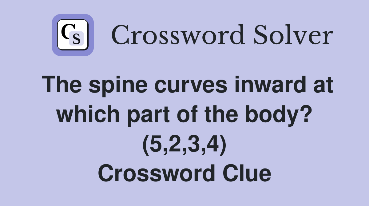 The spine curves inward at which part of the body? (5,2,3,4) Crossword Clue