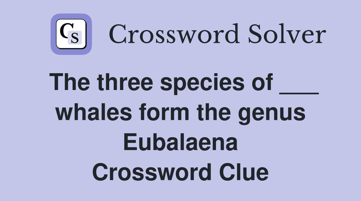 The three species of ___ whales form the genus Eubalaena Crossword Clue