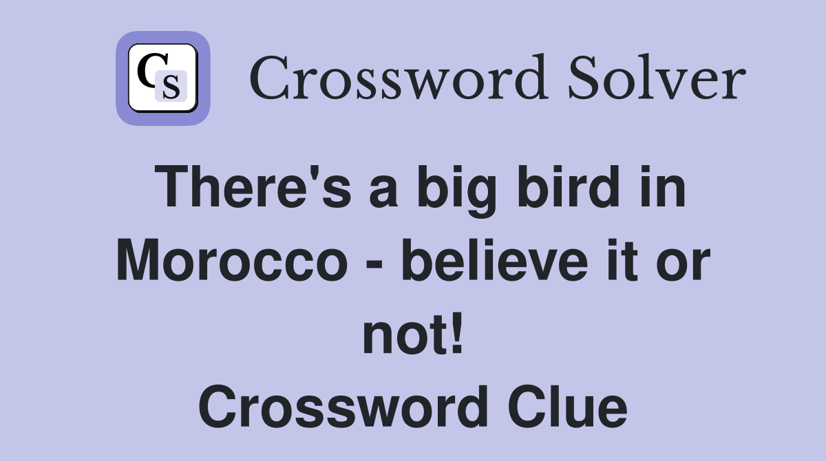 There's a big bird in Morocco - believe it or not! Crossword Clue