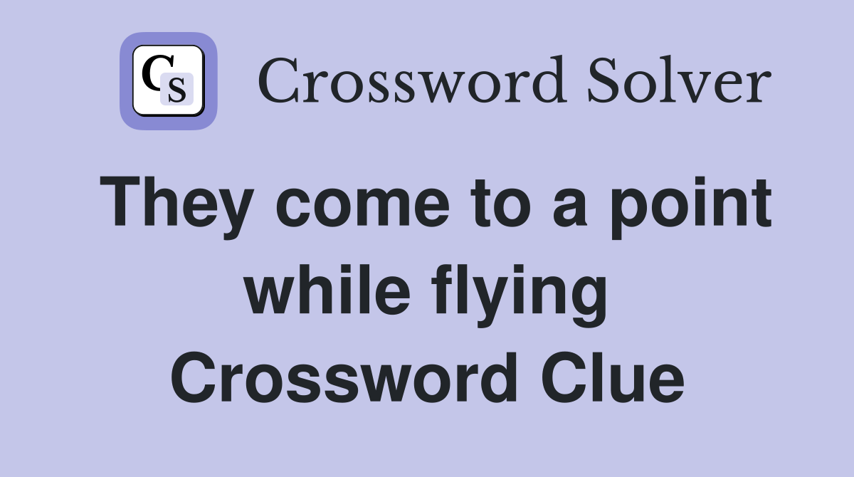 They come to a point while flying Crossword Clue