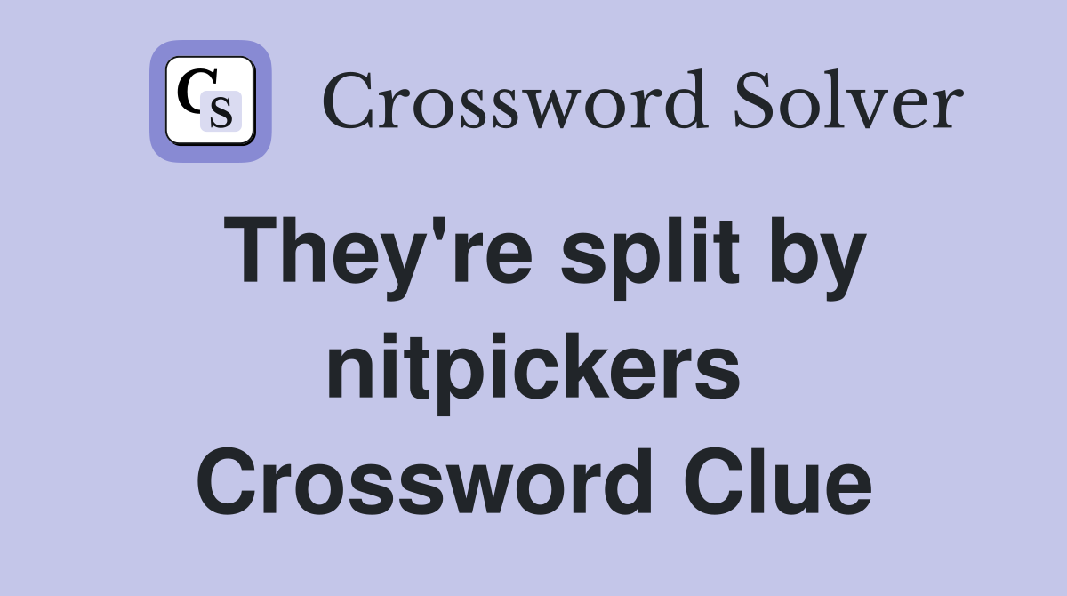 They're split by nitpickers Crossword Clue