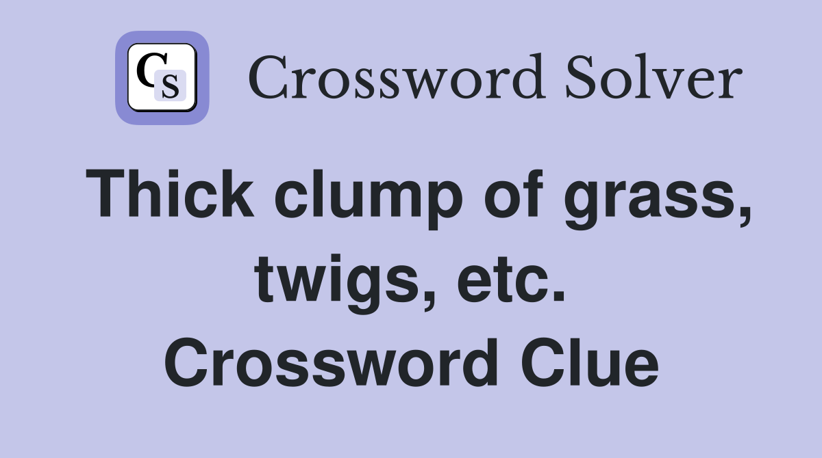 Thick clump of grass, twigs, etc. Crossword Clue