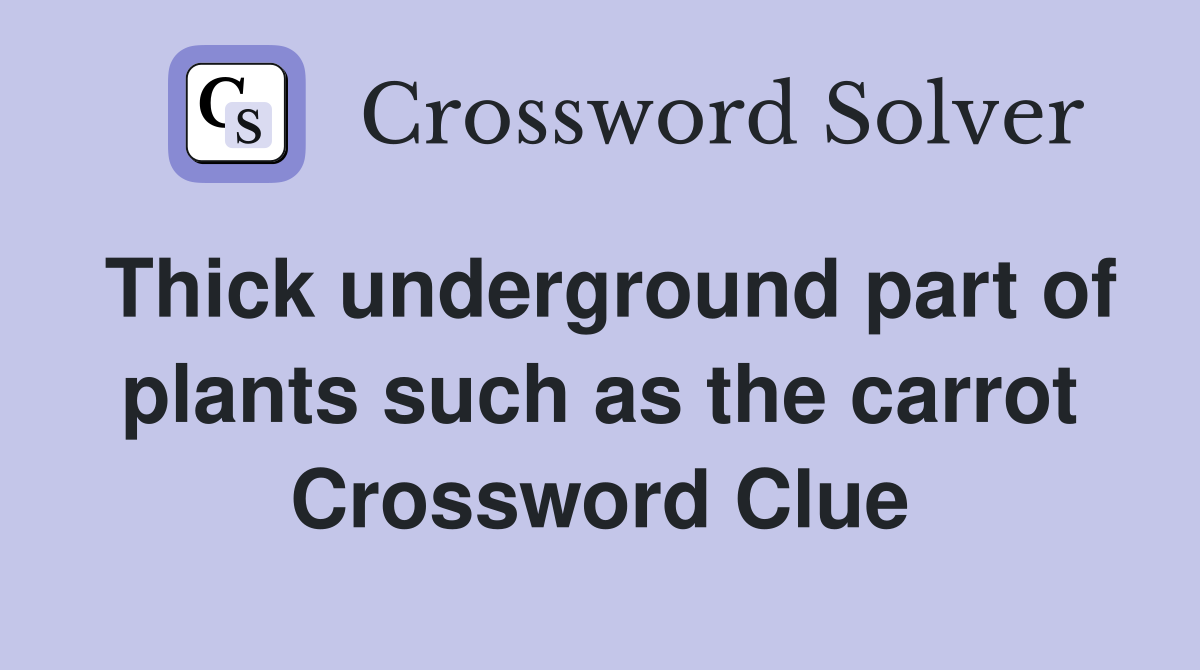 Thick underground part of plants such as the carrot Crossword Clue