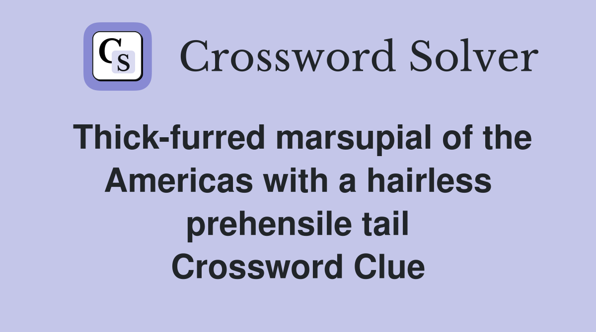 Thick-furred marsupial of the Americas with a hairless prehensile tail Crossword Clue