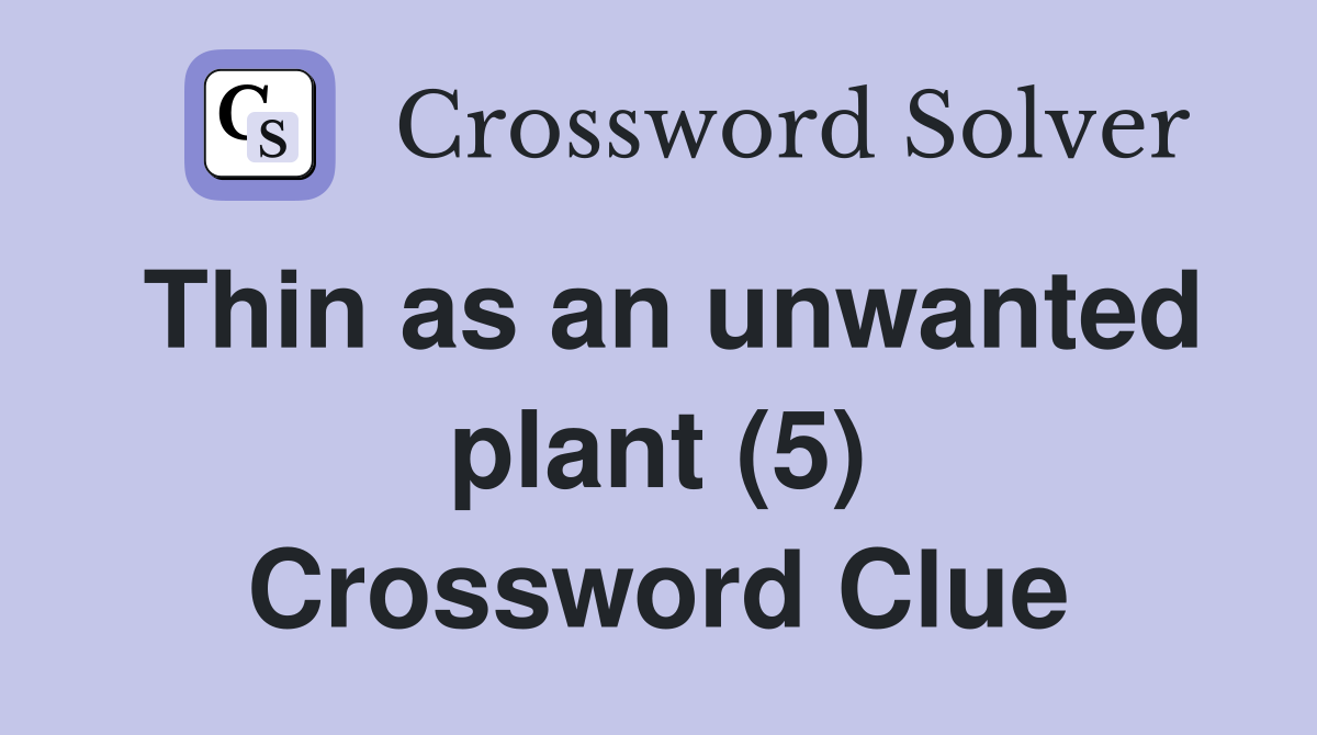 Thin as an unwanted plant (5) Crossword Clue
