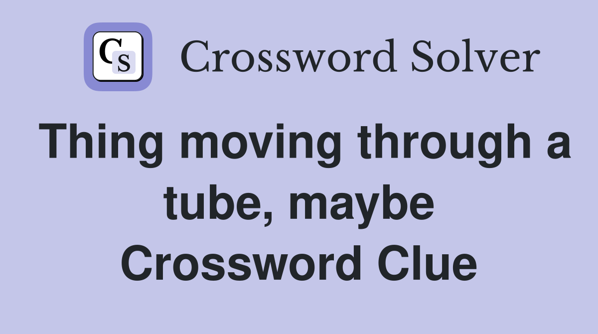 Thing moving through a tube, maybe Crossword Clue