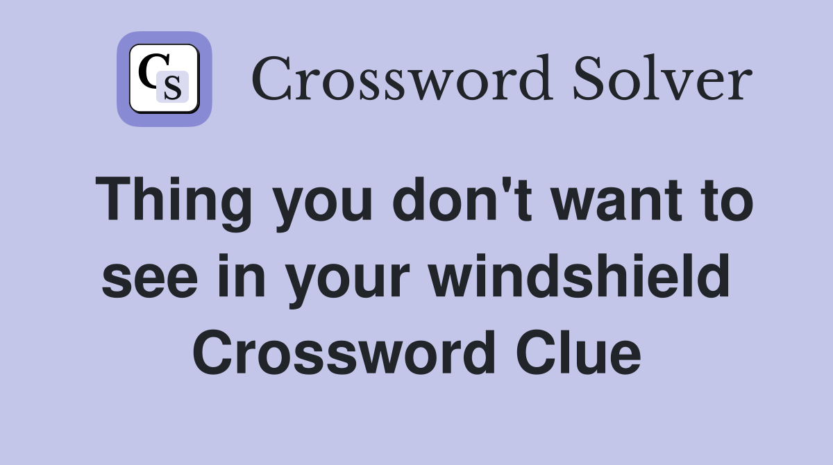 Thing you don't want to see in your windshield Crossword Clue