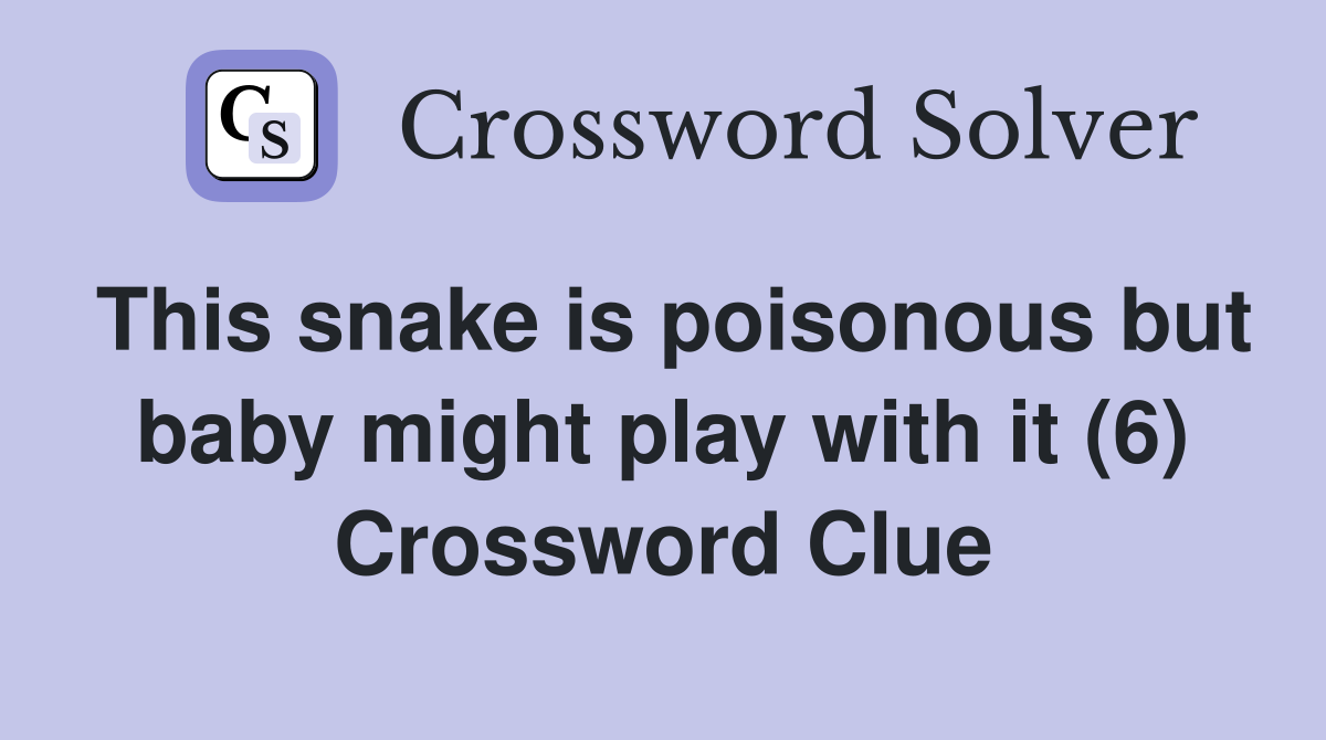 This snake is poisonous but baby might play with it (6) Crossword Clue