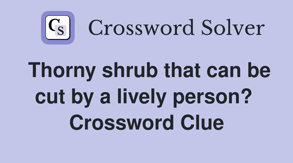 Thorny shrub that can be cut by a lively person?  Crossword Clue