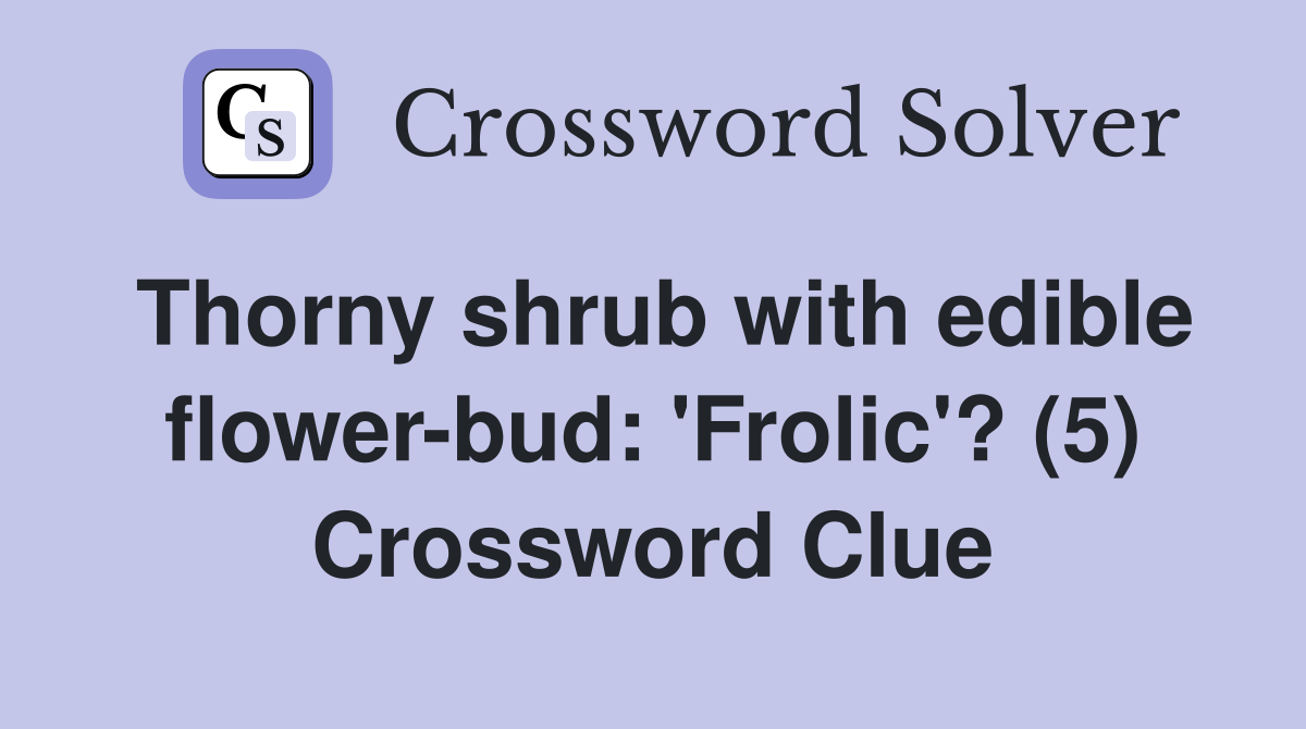 Thorny shrub with edible flower-bud: 'Frolic'? (5) Crossword Clue