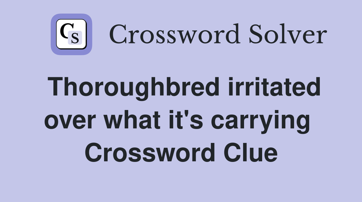 Thoroughbred irritated over what it's carrying  Crossword Clue