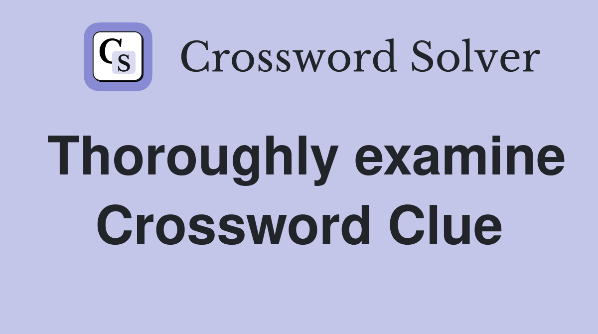 Thoroughly examine Crossword Clue