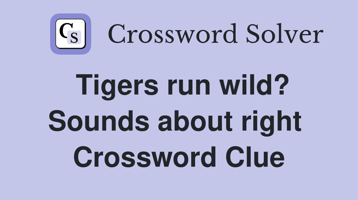 Tigers run wild? Sounds about right  Crossword Clue