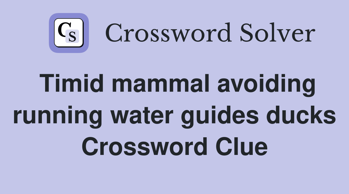 Timid mammal avoiding running water guides ducks Crossword Clue