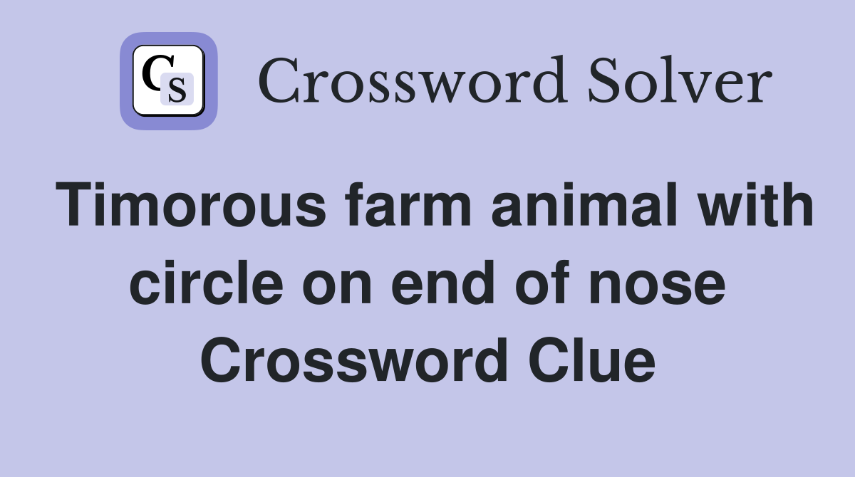 Timorous farm animal with circle on end of nose Crossword Clue
