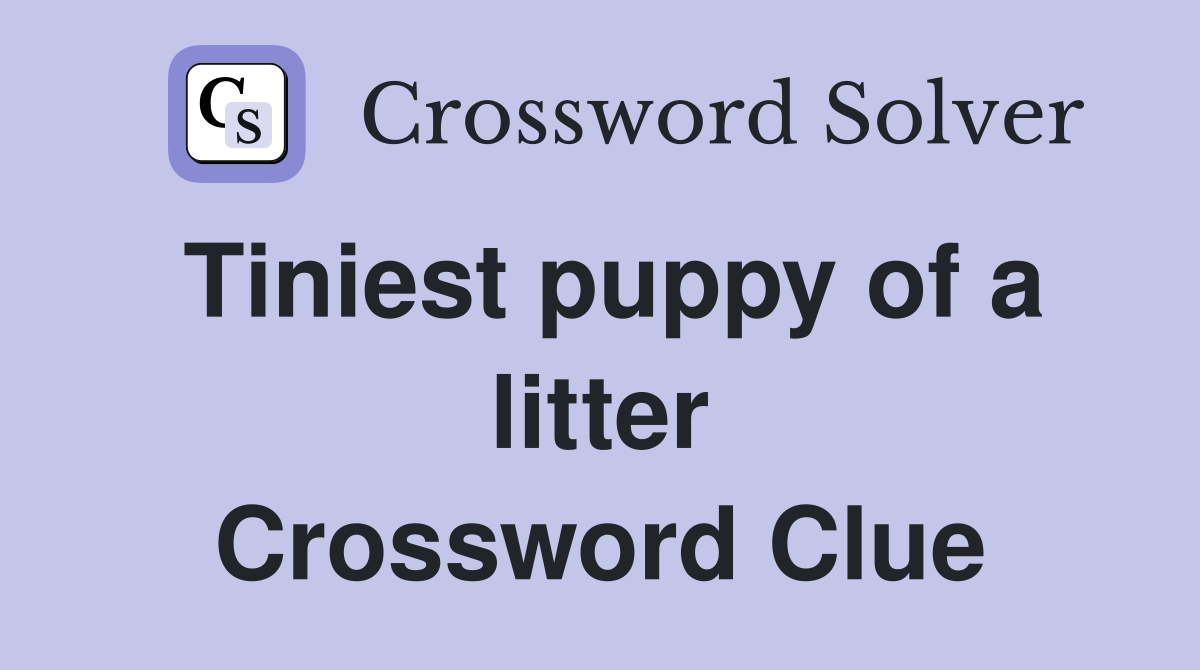 Tiniest puppy of a litter Crossword Clue