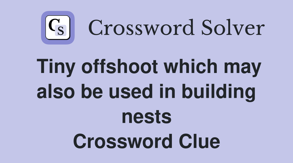 Tiny offshoot which may also be used in building nests Crossword Clue