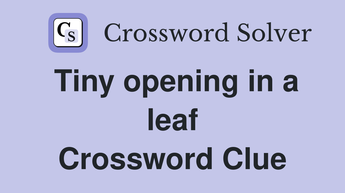 Tiny opening in a leaf Crossword Clue