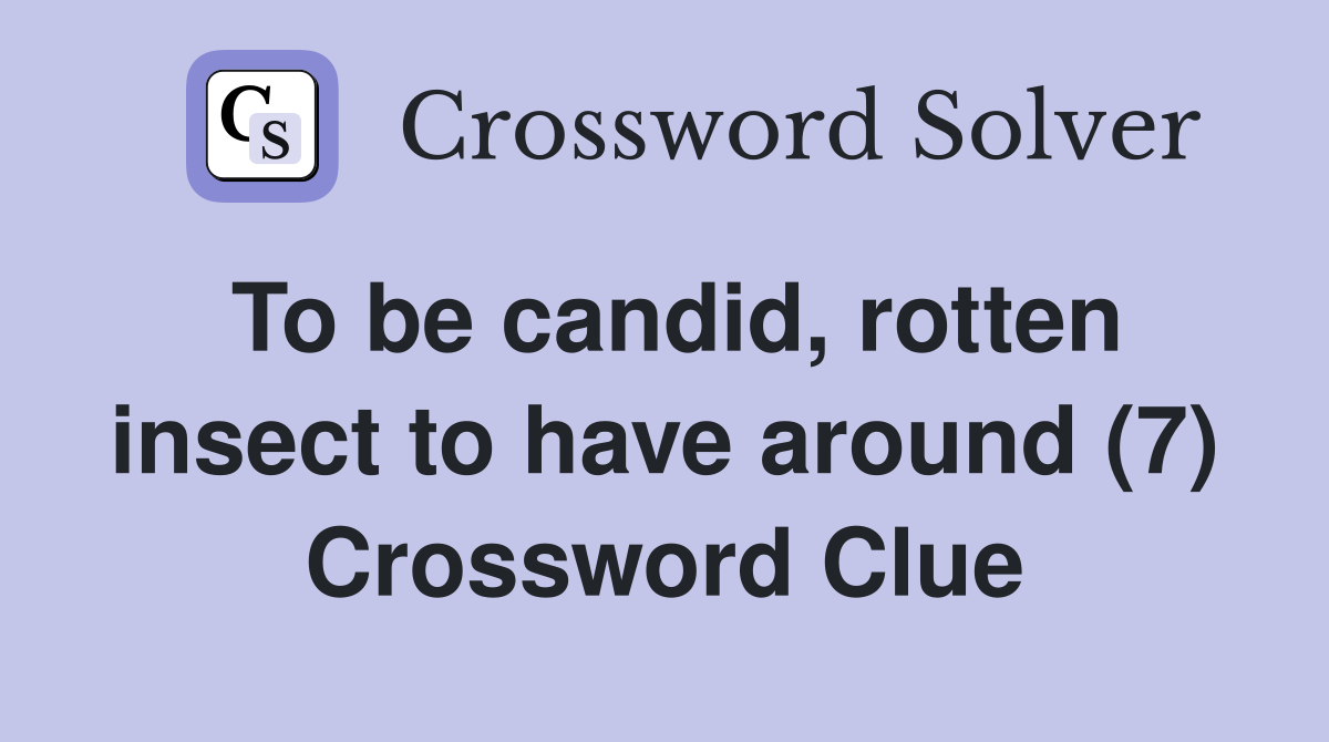 To be candid, rotten insect to have around (7) Crossword Clue