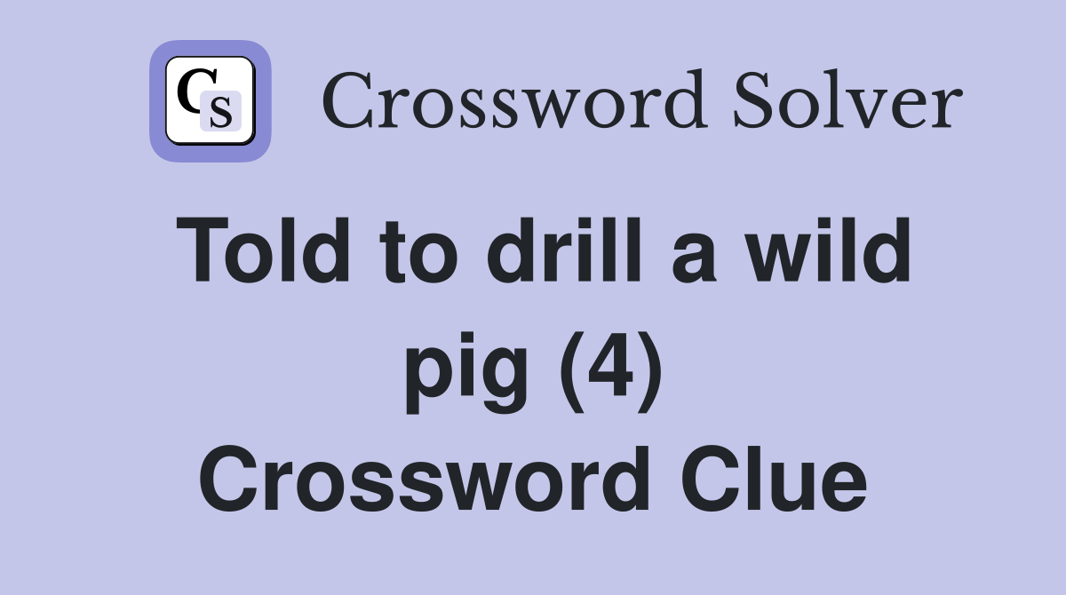 Told to drill a wild pig (4) Crossword Clue