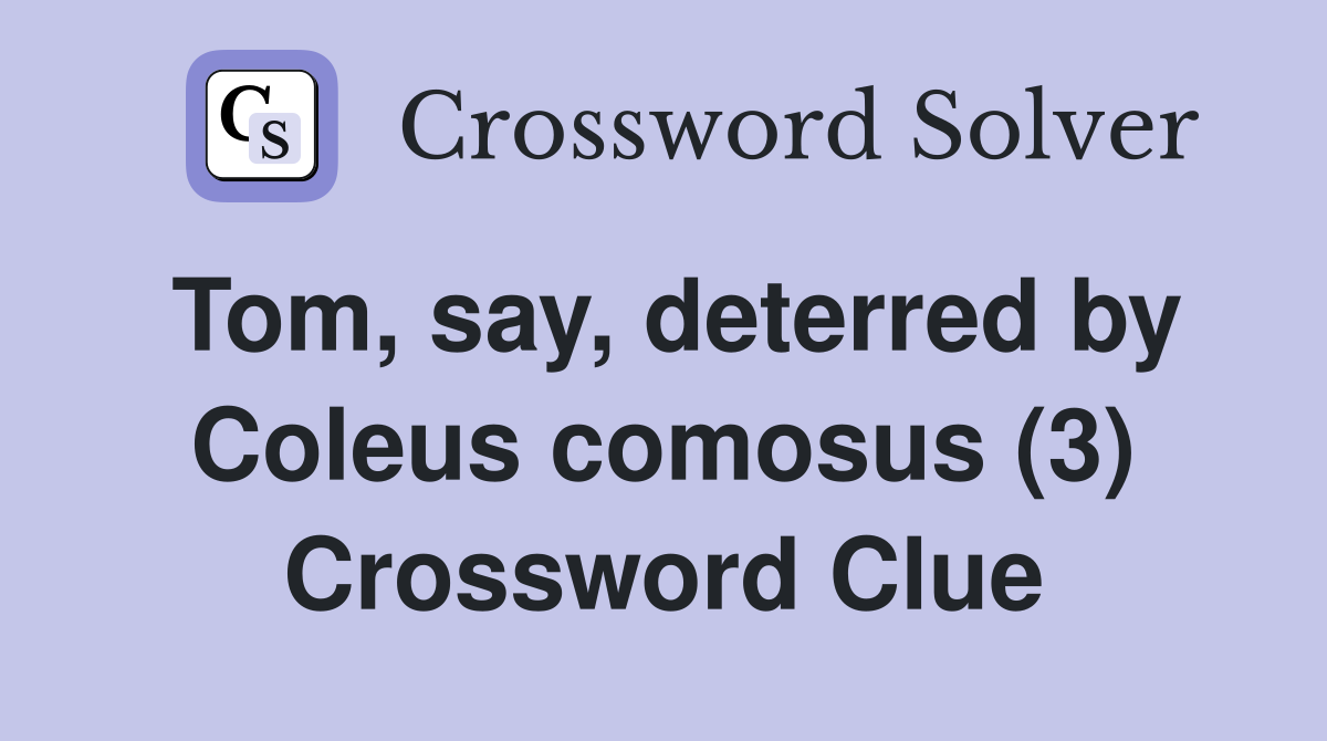 Tom, say, deterred by Coleus comosus (3) Crossword Clue