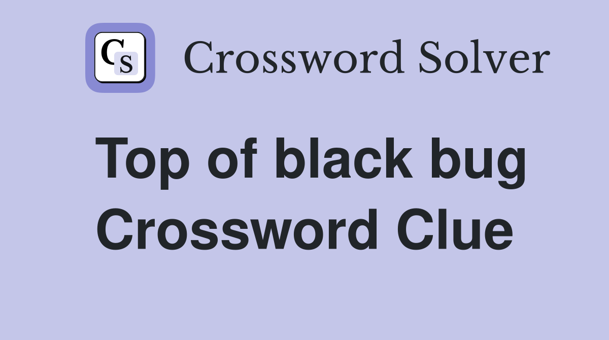 Top of black bug Crossword Clue