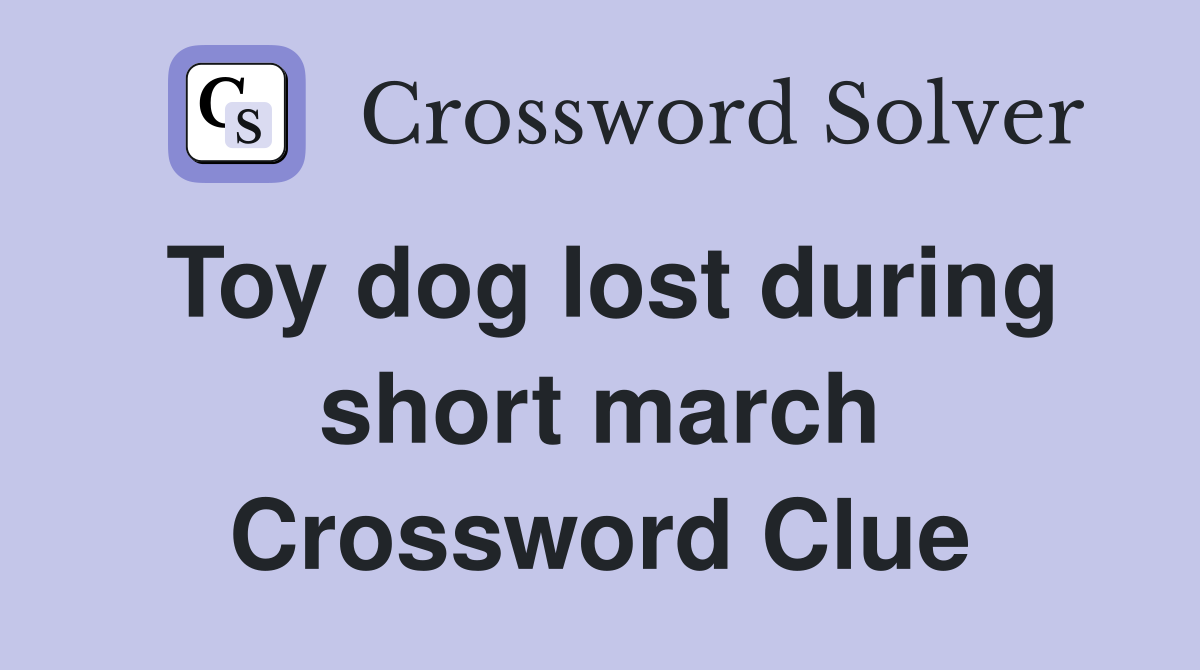Toy dog lost during short march Crossword Clue