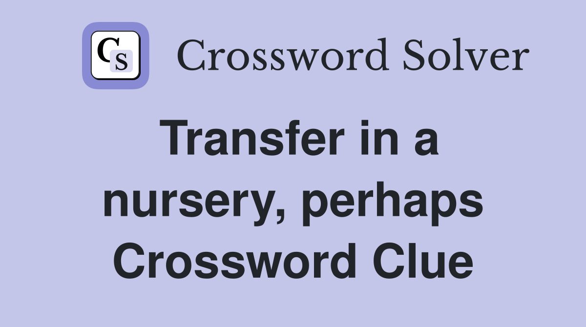 Transfer in a nursery, perhaps Crossword Clue