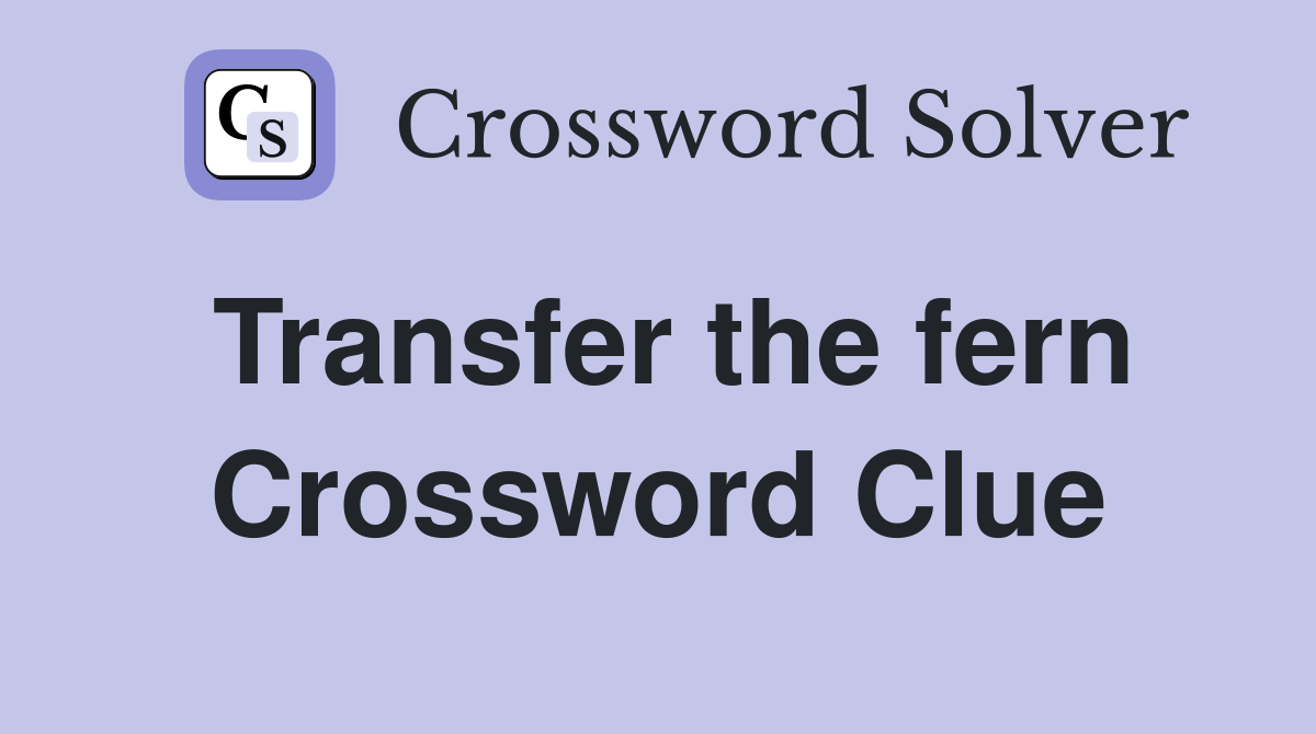 Transfer the fern Crossword Clue