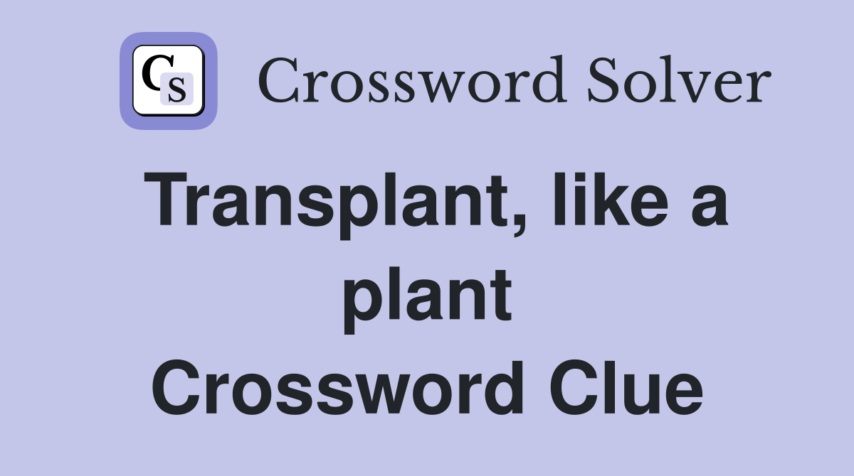 Transplant, like a plant Crossword Clue