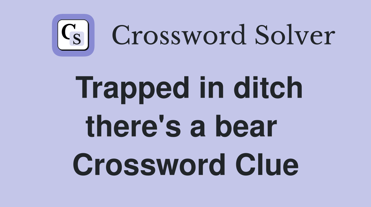 Trapped in ditch there's a bear  Crossword Clue