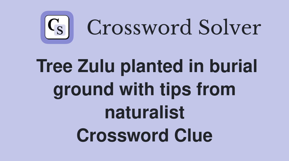 Tree Zulu planted in burial ground with tips from naturalist Crossword Clue