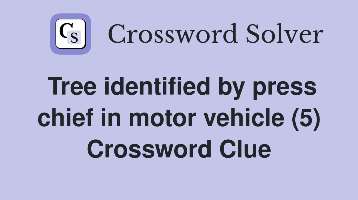 Tree identified by press chief in motor vehicle (5) Crossword Clue