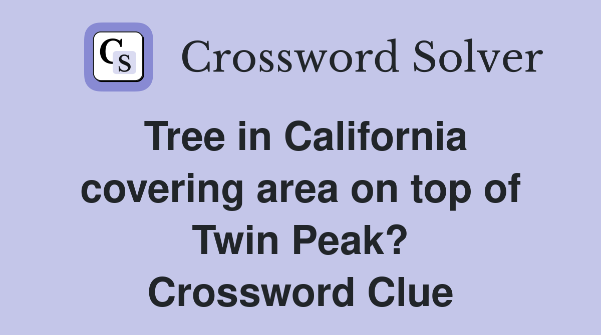 Tree in California covering area on top of Twin Peak? Crossword Clue