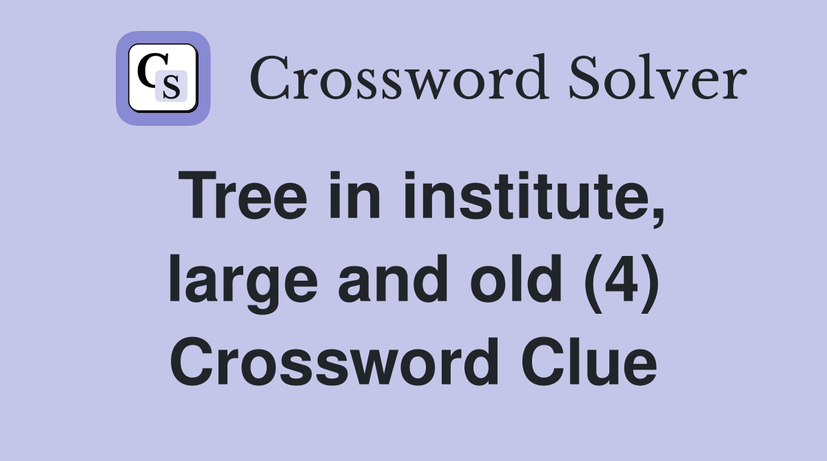 Tree in institute, large and old (4) Crossword Clue